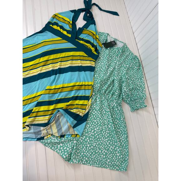 NWT Wild Fable Halter Asymmetrical Dress & Amazon Green Romper Bundle Size 2XL - Picture 1 of 6